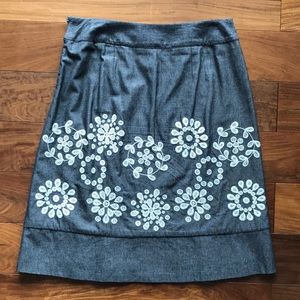 Ann Taylor grey skirt with floral pattern